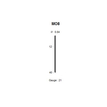 Pointes sans tête type MO8 (0,8 mm) 