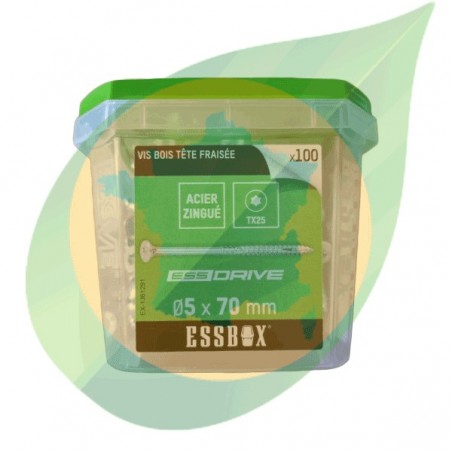 VIS BOIS ESSDRIVE TÊTE FRAISÉE 5,0X70 TX25 FP ACIER ZINGUÉ C1